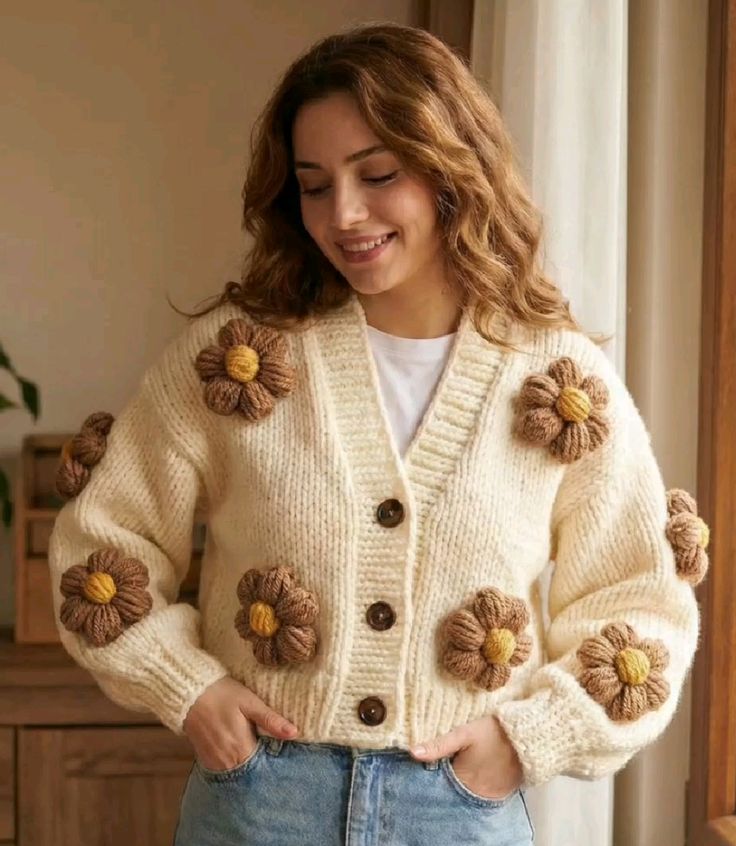 Handcrafted Flower Cardigan