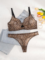 Leopard Plus Size Padded Bra Set