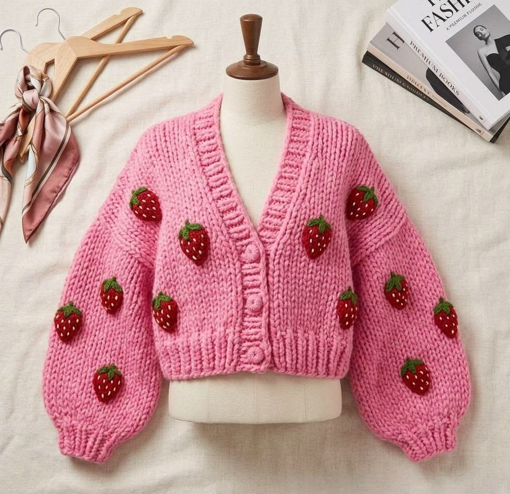 Handcrafted Strawberry Cardigan
