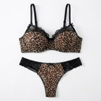 Leopard Plus Size Padded Bra Set