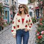 Handcrafted Red Rose Cardigan