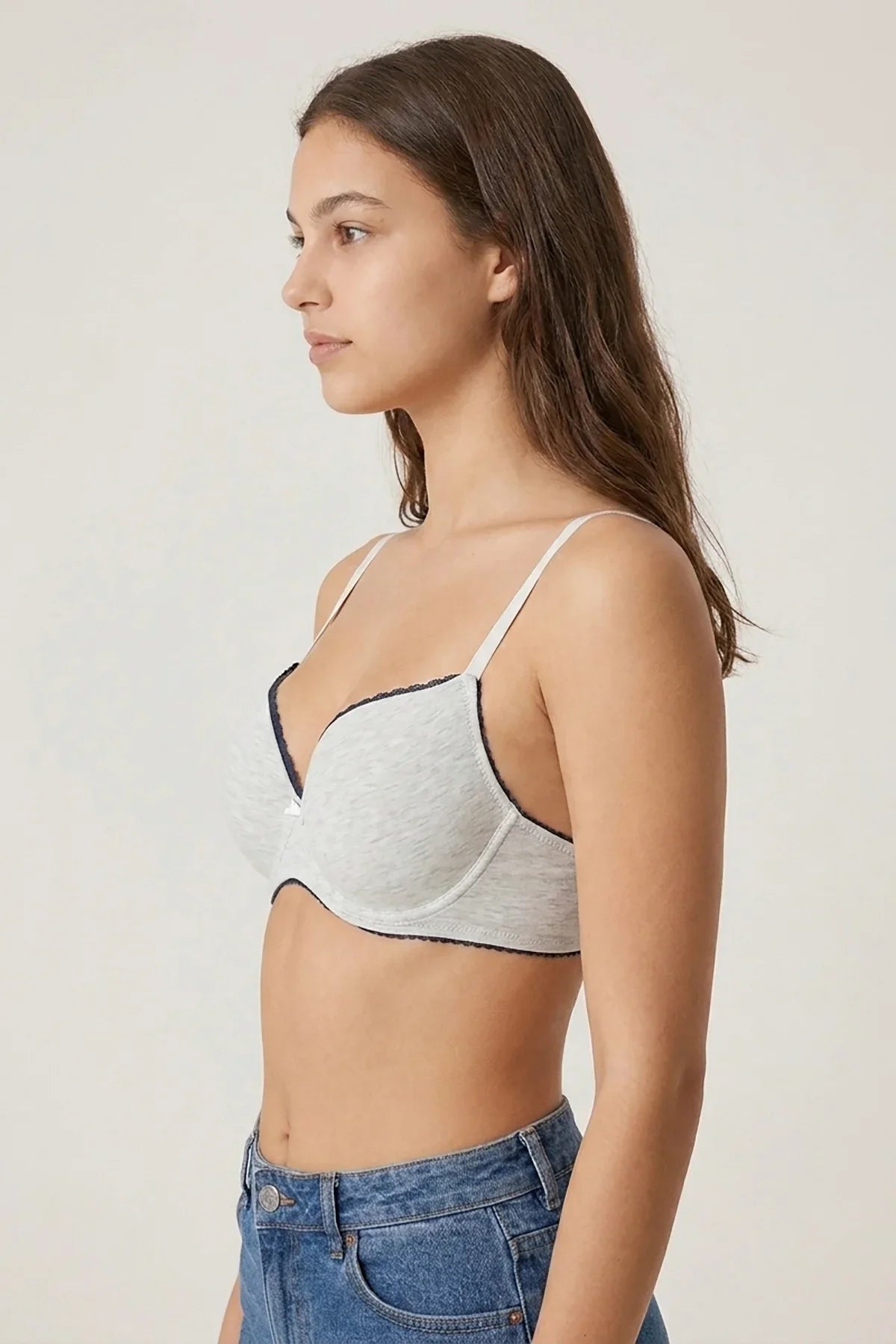 Cosima Wired Push Up Bra Gray – Side view showing cup shape and strap