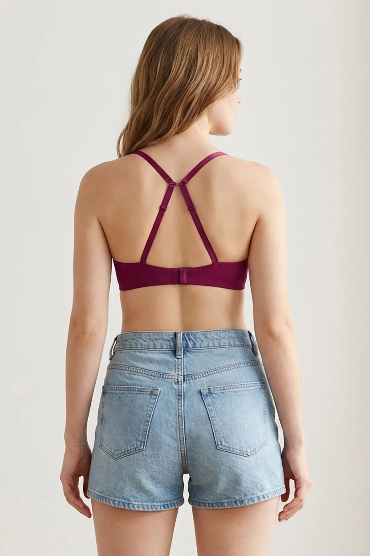 Emily Wired Padded Bra Fuscia – Back view showing racerback strap design