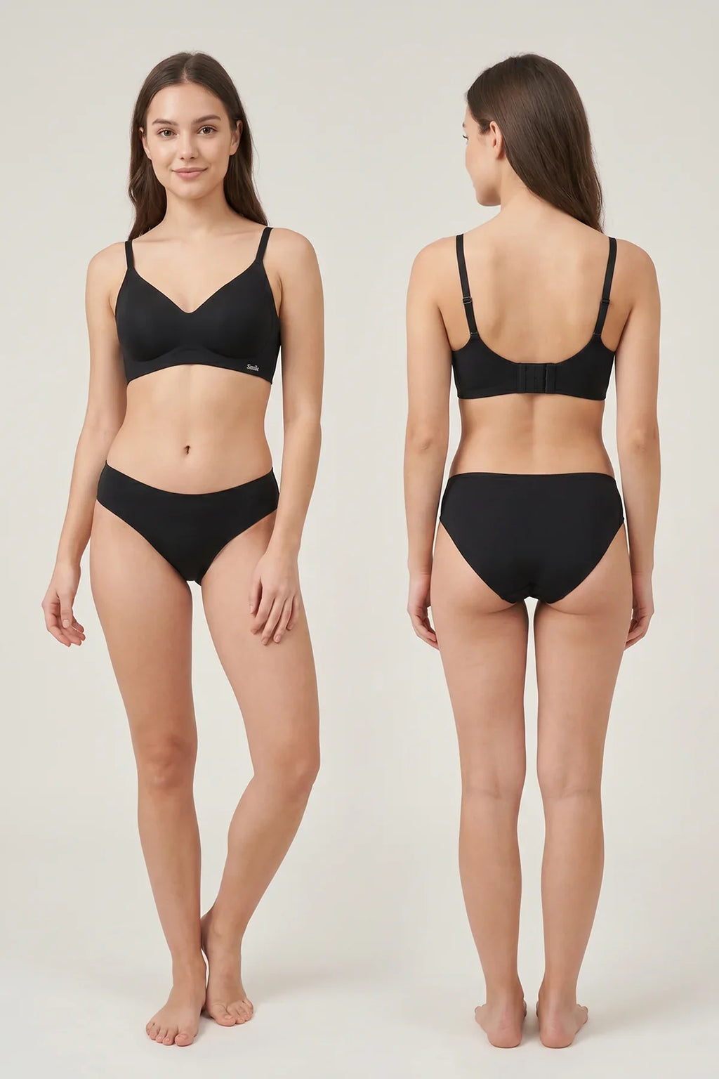 Seamless Bra Black – Front and back view