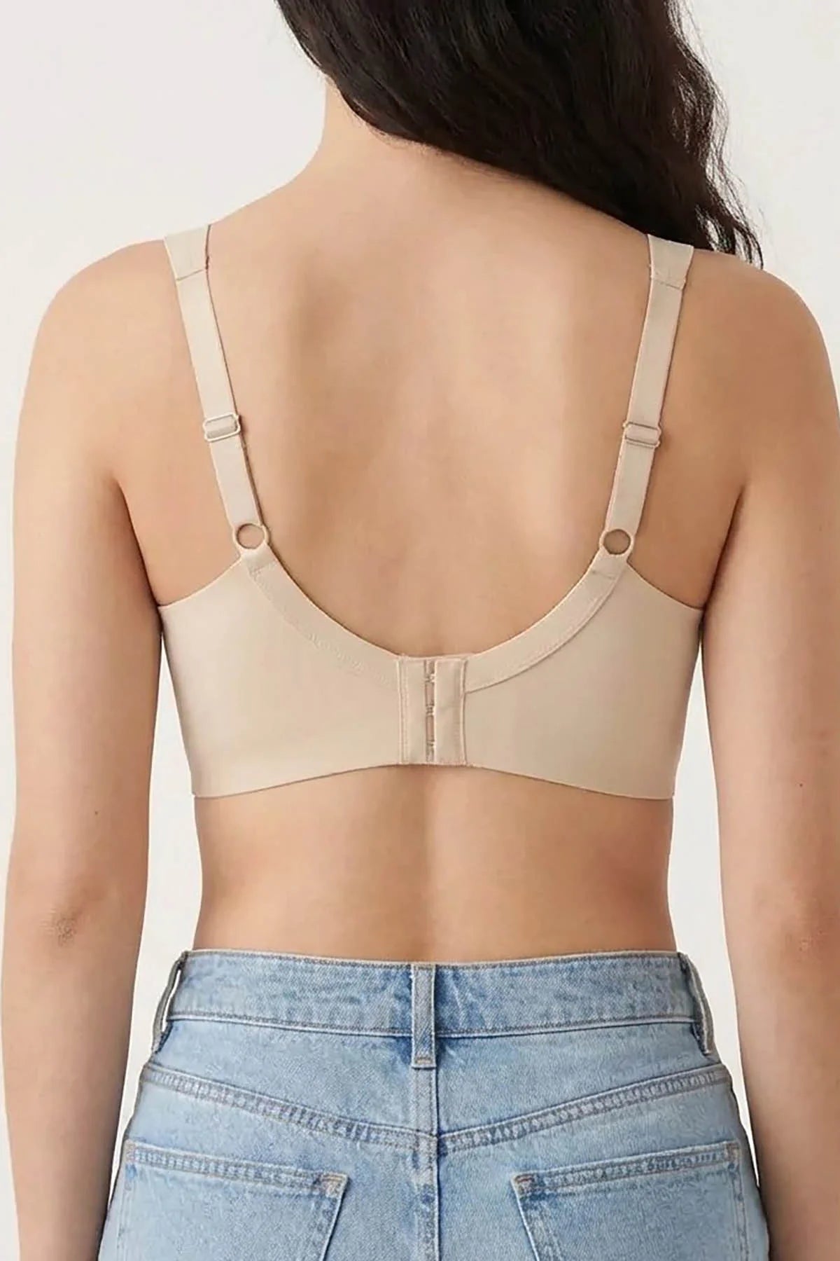 Seamless Support Bra Beige – Back view with hook closure