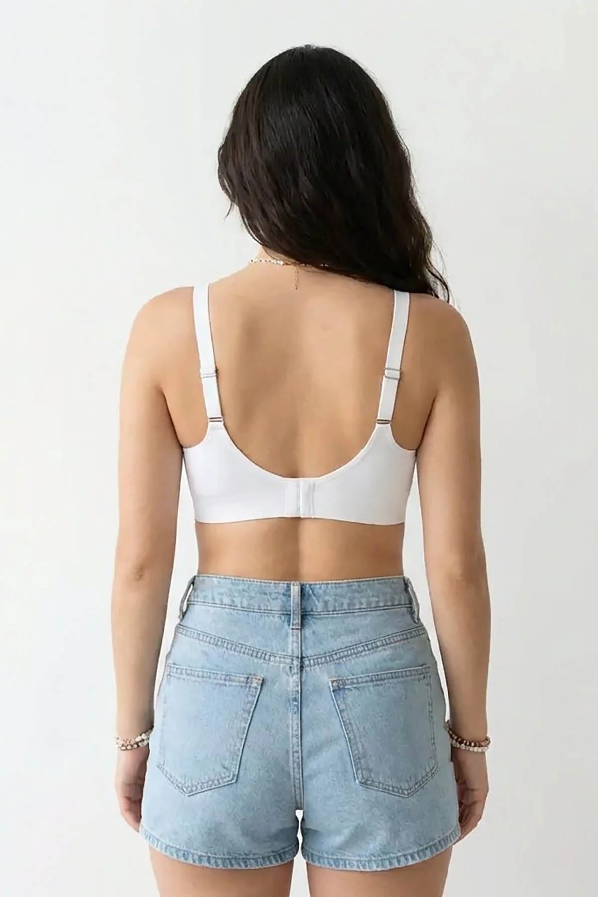 Seamless Support Bra Pink – Back view with hook closure