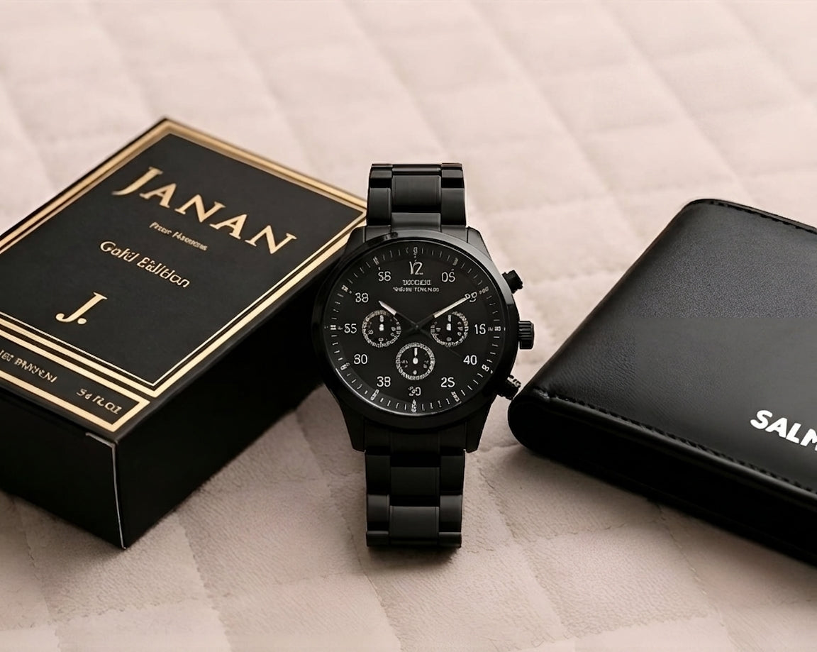 Black Cartel Edition - Customized Name Wallet & Watch Detail
