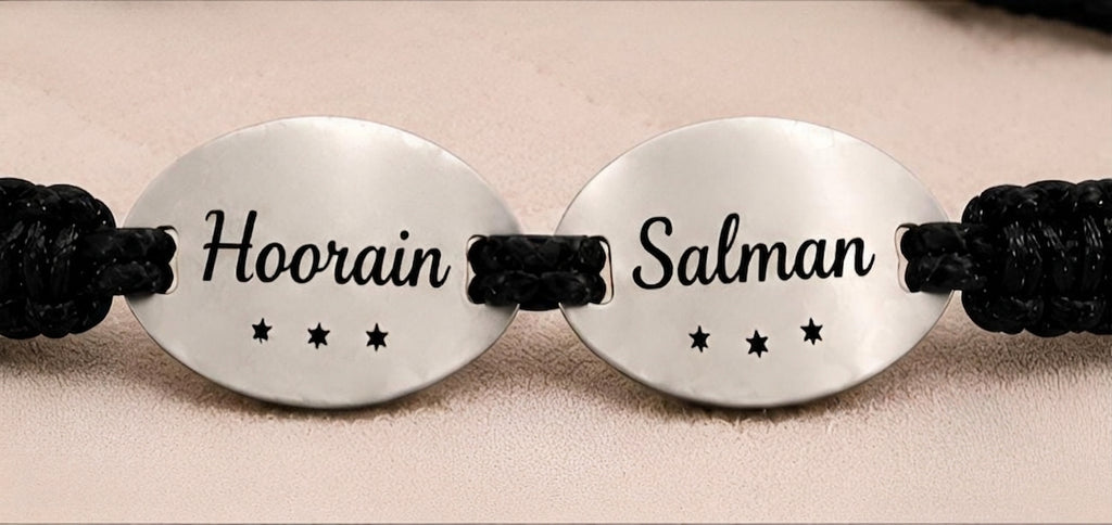 Personalized Couple Bracelet - Full View with Two Name Plates