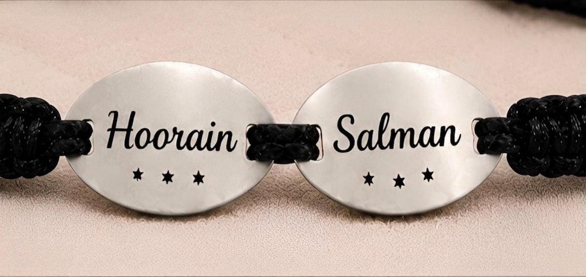 Personalized Couple Bracelet - Full View with Two Name Plates