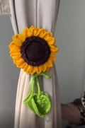 Crochet Sunflower Curtain Tie-Back