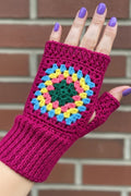 Crochet Granny Square Fingerless Gloves