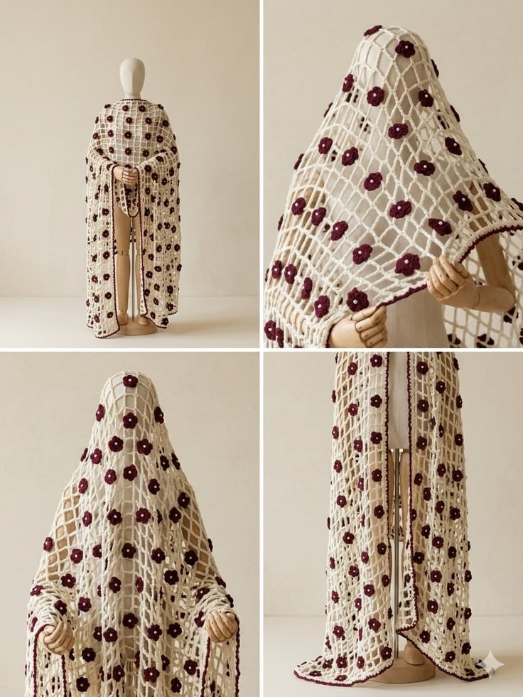 Handcrafted Green Crochet Dupatta with Marigold Border