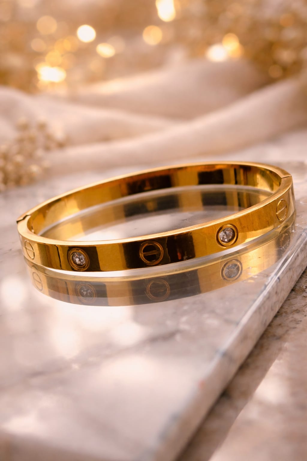 Gold Crystal Bangle Bracelet