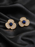 Sapphire Blue Flower Stud Earrings