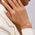 Gold Beaded Hand Chain Bracelet