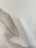 Gold Crystal Solitaire Pendant Necklace