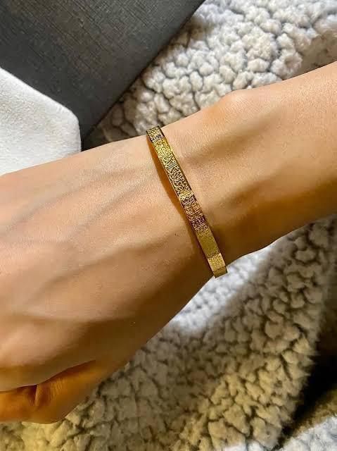 Gold Textured Cuff Bangle Bracelet