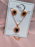Emerald Green Crystal Pendant Necklace & Earrings Set