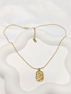 Gold Tulip Flower Pendant Necklace