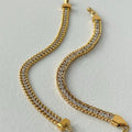 Gold CZ Tennis Bracelet with Curb Chain Border