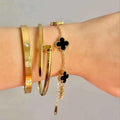 Gold Designer-Inspired 3-Piece Bracelet Stack Set