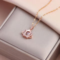 Rose Gold CZ Crown Pendant Necklace