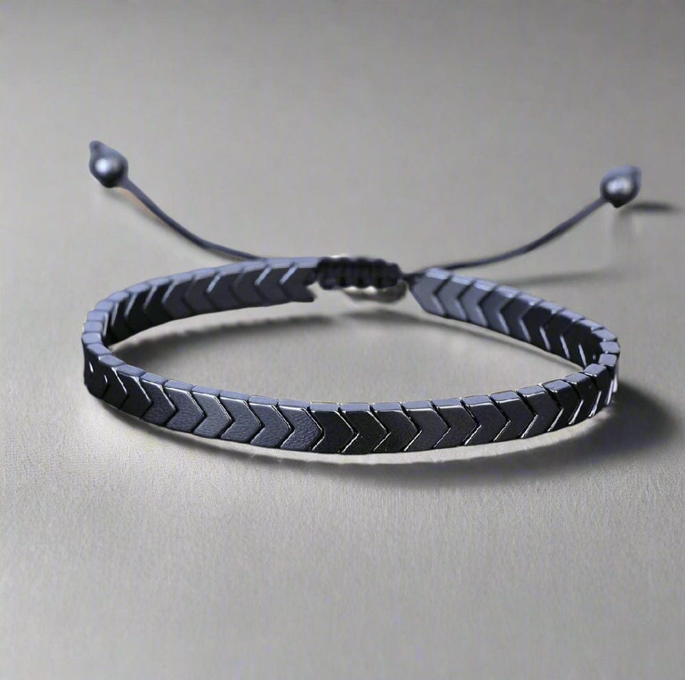 Hematite Chevron Arrow Bead Adjustable Bracelet