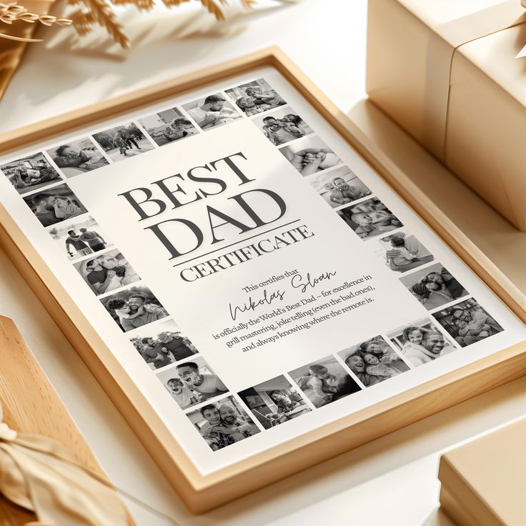 Best Dad Certificate – Personalised Photo Collage Frame