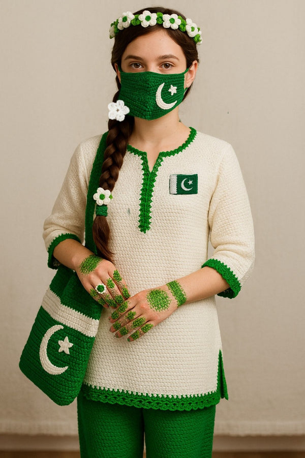 14 August Crochet Bag Green White Pakistan Flag