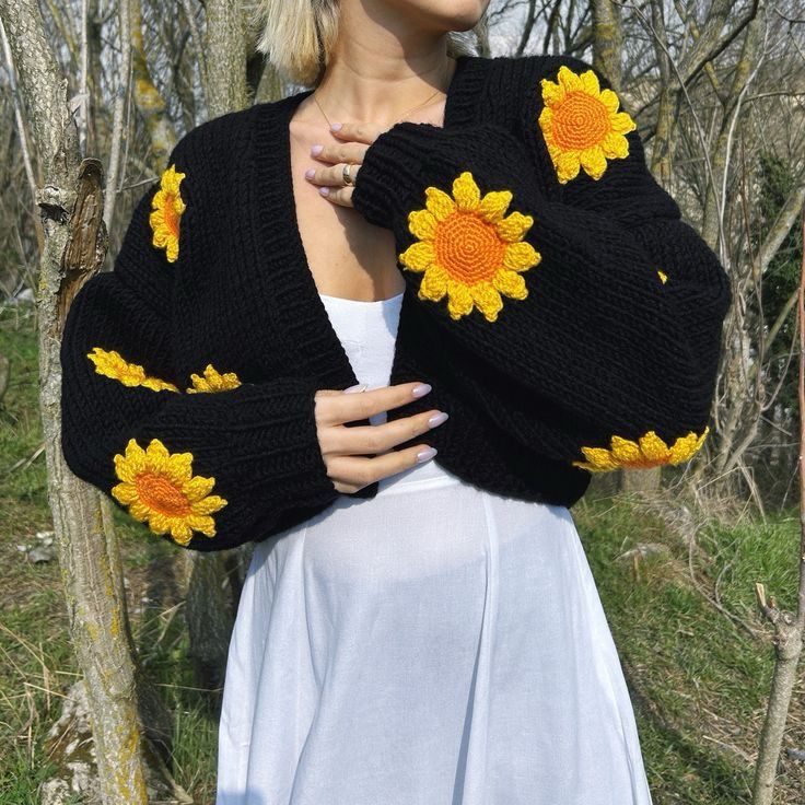 Handcrafted Sunflower Cardigan