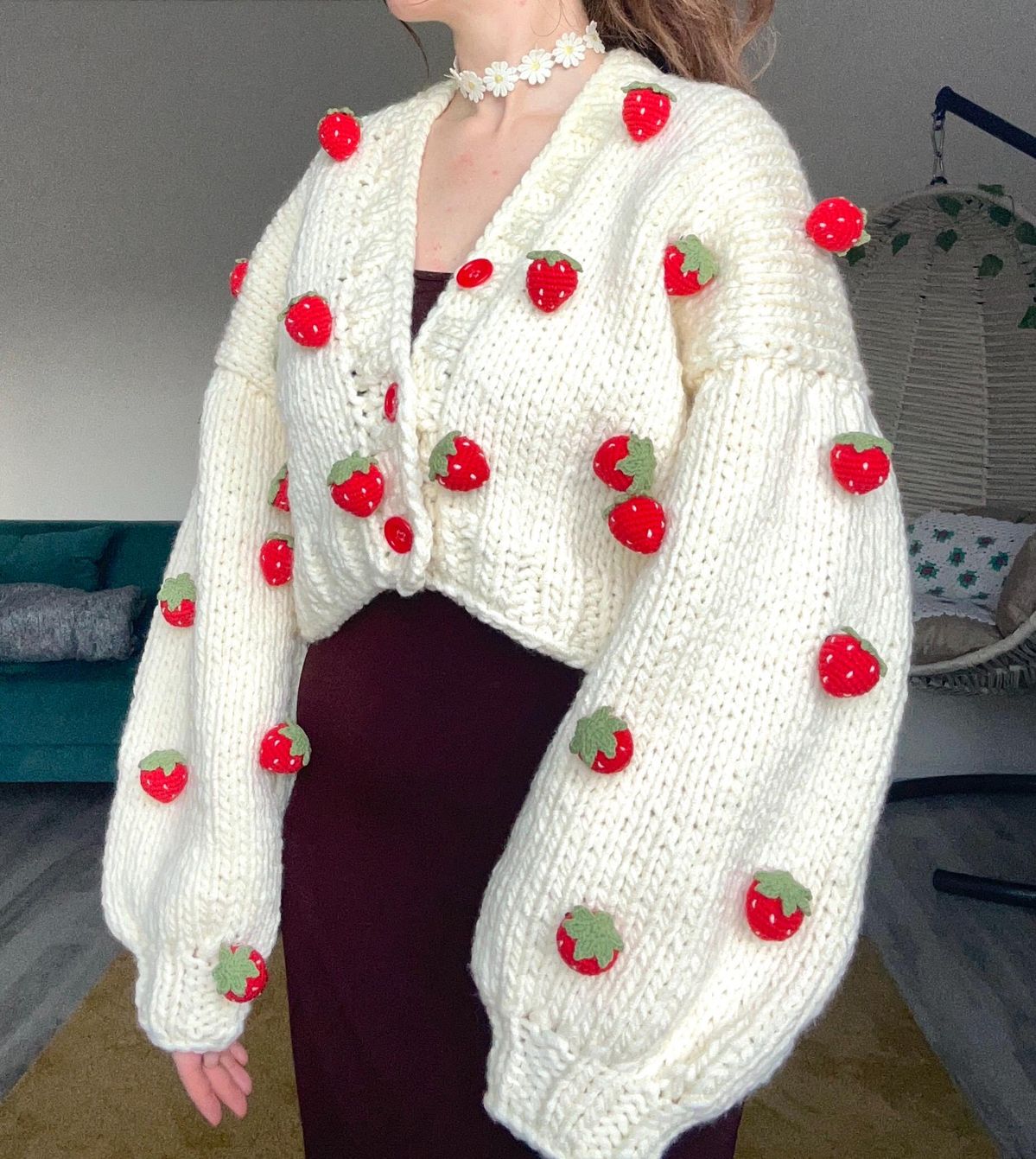 Handcrafted Strawberry Cardigan