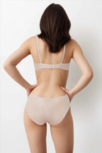 Elfrida Wired Push Up Lace Bra Set Skin – Back view on model showing hook closure and matching brief