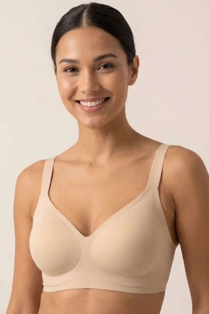 Seamless Bonded Bra – Wire-Free Comfort Bra in Beige