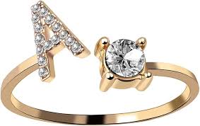 A-Z Letter Adjustable Opening Gold Rings