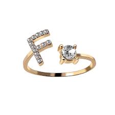 A-Z Letter Adjustable Opening Gold Rings