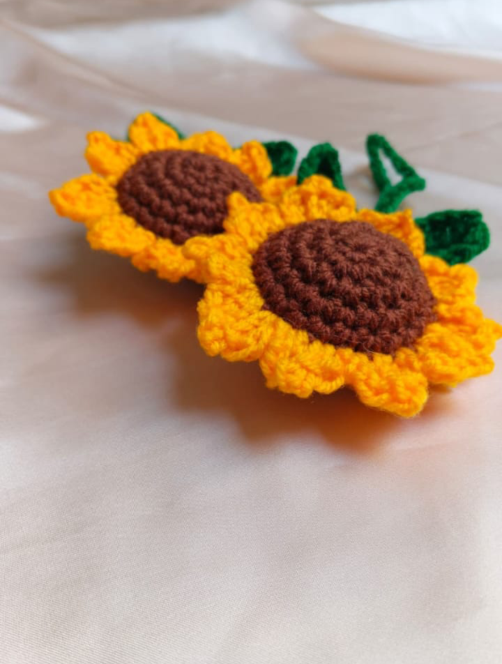 Crochet Sunflower Hair Clips
