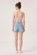 Seamless Bonded Bra Pink – Back view with hook closure