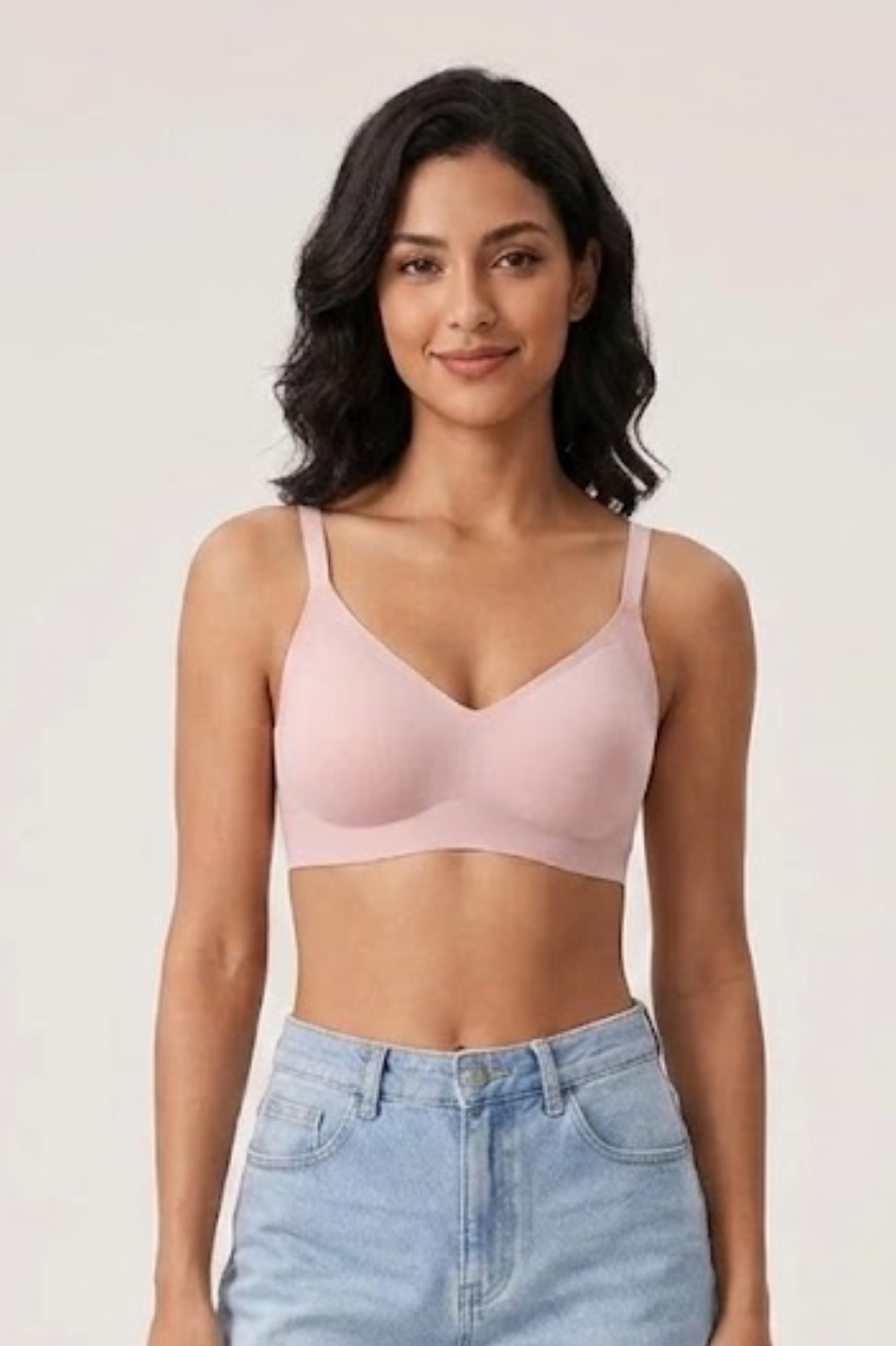 Seamless Bonded Bra Pink – Front view