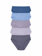 Willow Mid Rise Cotton Panty Pack of 5 - Navy, Sky Blue, Taupe, Lavender & Charcoal