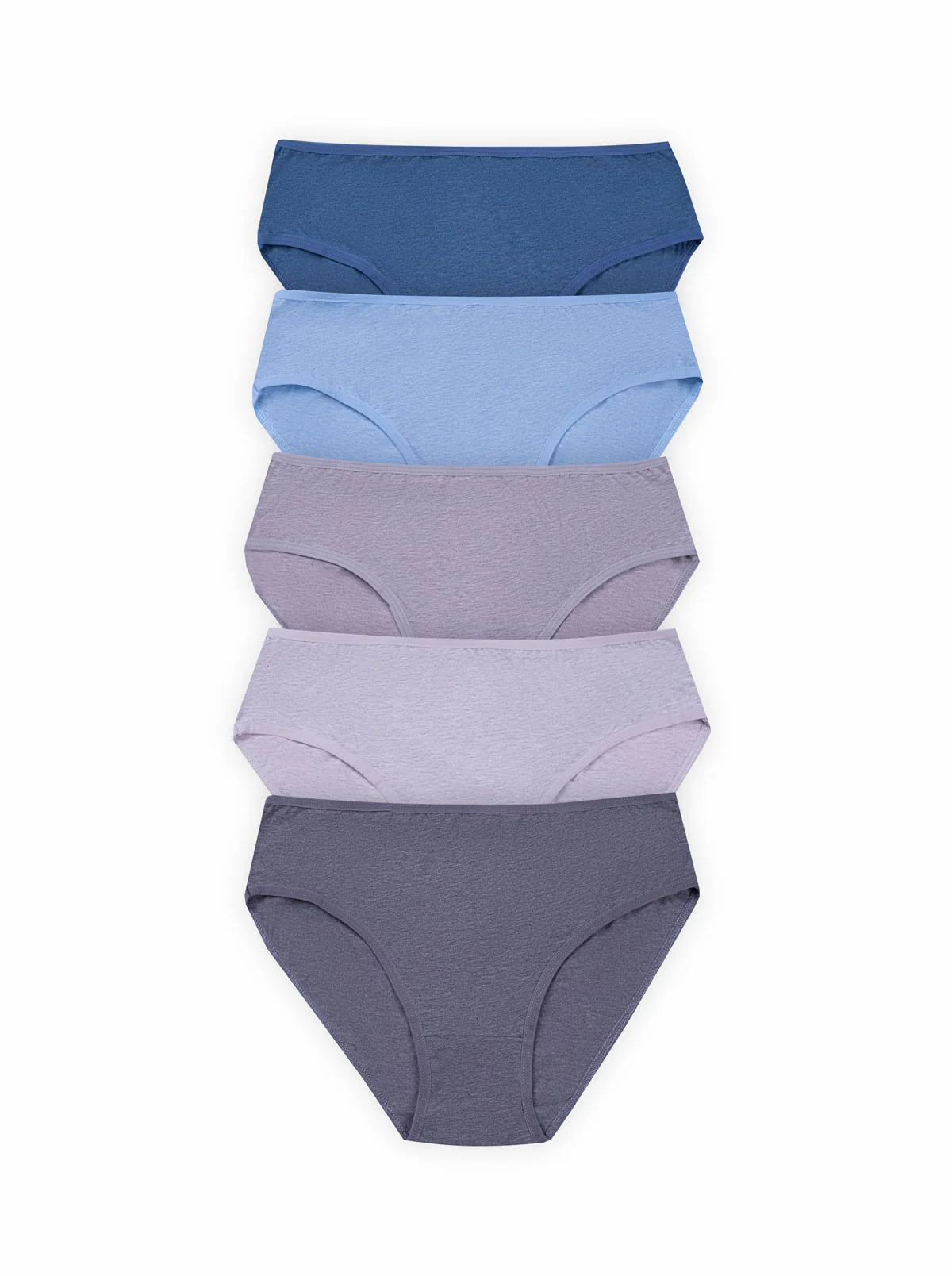 Willow Mid Rise Cotton Panty Pack of 5 - Navy, Sky Blue, Taupe, Lavender & Charcoal