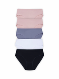 Pearl Mid Rise Cotton Panty Pack of 5 - Nude, Grey, White & Black