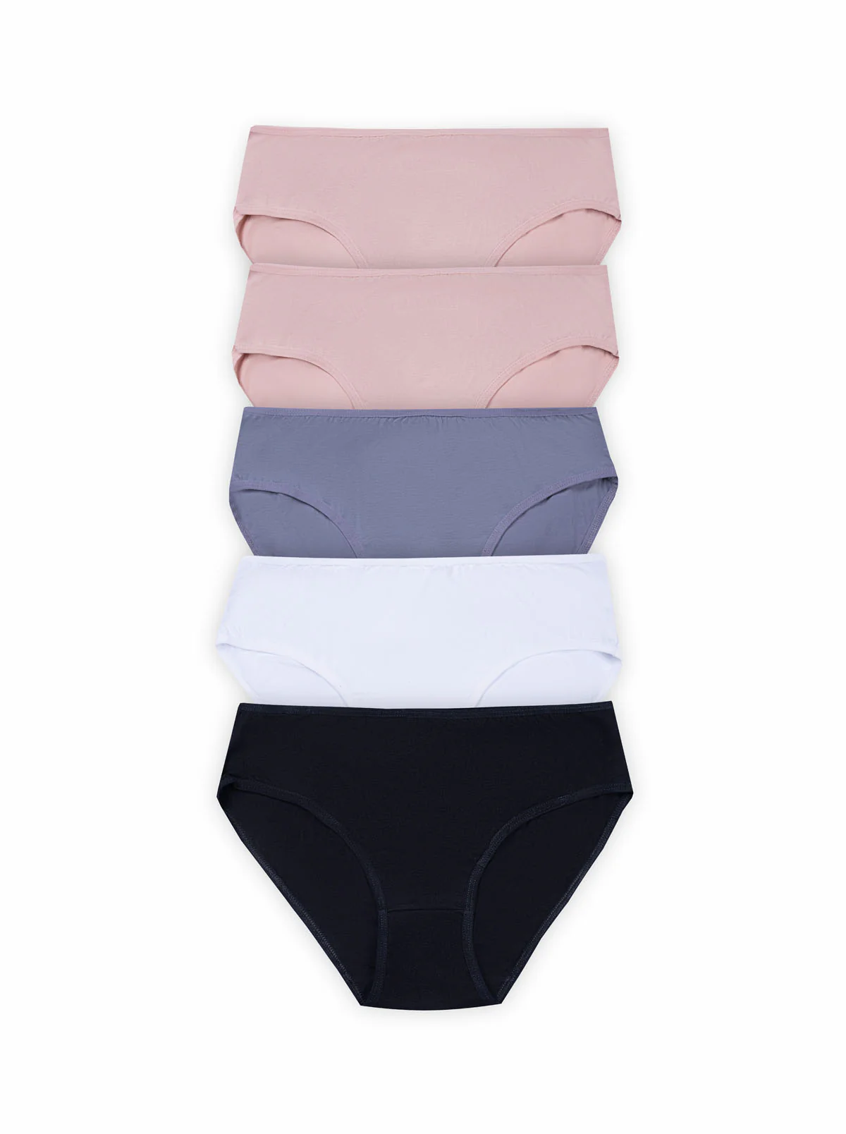 Pearl Mid Rise Cotton Panty Pack of 5 - Nude, Grey, White & Black