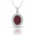 Oval Ruby Pendant Set with Diamond Halo