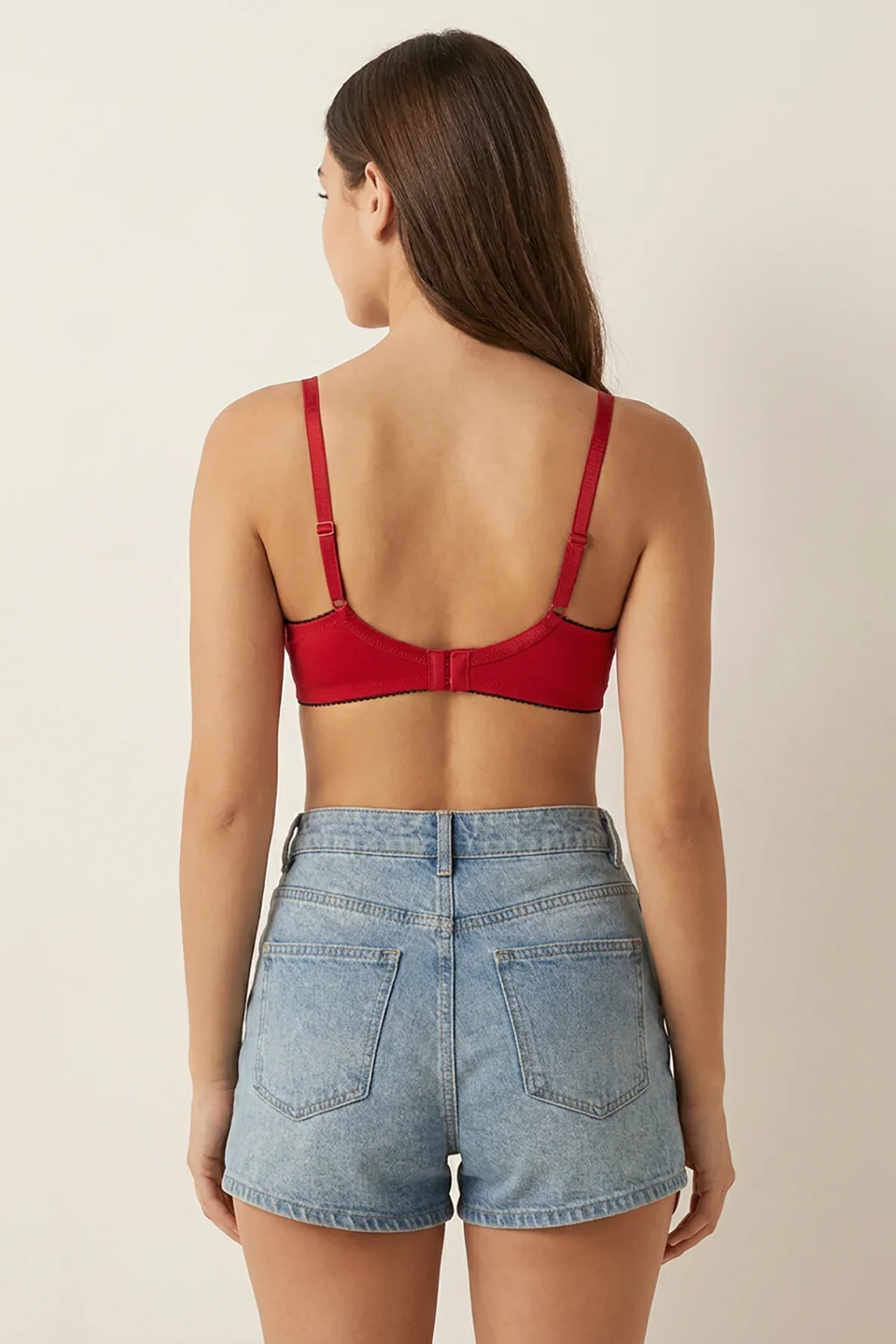 Cosima Wired Push Up Bra - Red Back View
