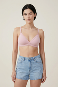 Alma Non Padded Cotton Bralette - Nude Front View